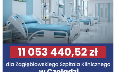 Modernizacja i przebudowa budynku przychodni na rzecz Zakładu Pielęgnacyjno-Opiekuńczego funkcjonującego w Zagłębiowskim Szpitalu Klinicznym otrzymał pozytywną rekomendację do wsparcia w ramach środków z KPO.